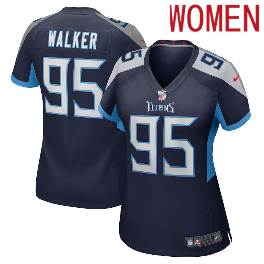 Women Tennessee Titans 95 DeMarcus Walker Nike Navy Game Player NFL Jersey